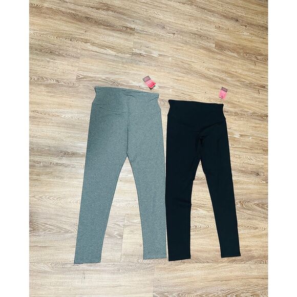Yummie Tummie gray black cotton wow leggings shape wear 2pk L - Picture 2 of 10